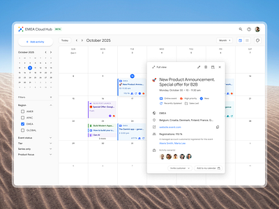 Calendar for Google Cloud app design b2b calendar crm dashboard saas ui uidesign