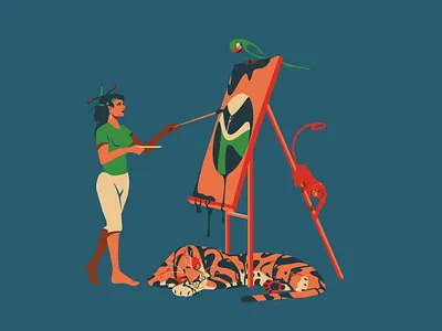 Victim of art animal art artist digitalart drawing illustration illustrator jaguar maccaw monkey painting parrot vector