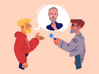 Interview 01 animation book character children book flat design illustration interview steve jobs vector