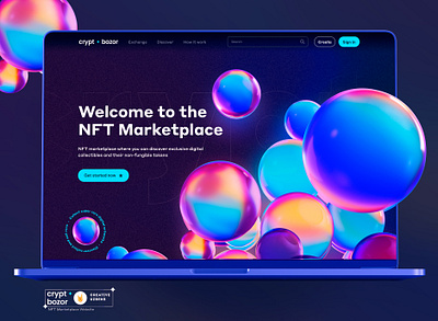 crypt ✦ bozor | NFTs Marketplace app branding design illustration landing page typography ui ux web webdesign