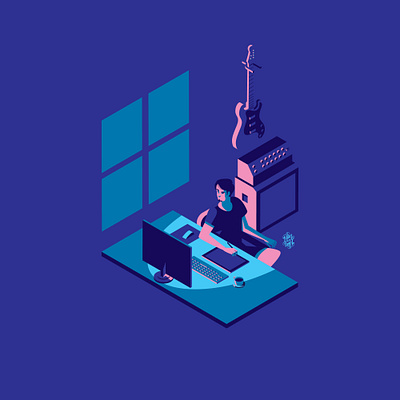 Isometric Working Room animation branding cartoon character design flat illustration isometrics logo ui