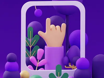 Vibe 3d abstract 3d blender cool designeveryday forest hand instagram rendereveryday socialmedia vivid colors wild