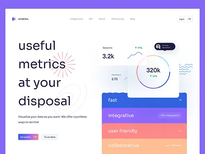 xmetrics - landing colorful dashboard landing landing landing page landing ui typography ui ux web webdesign