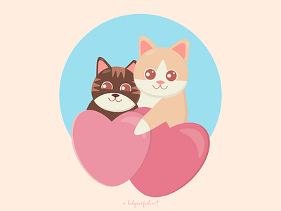 cats in love animals animals art cats cats in love cute cute art cute cats dribbbleinvite flat flat illustration heart illustration love love art vector