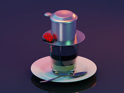 Vietnamese Coffee 2022 3d 3d illustration blender coffee design illustration ladybug