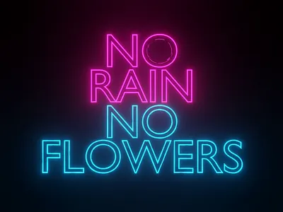 NO RAIN NO FLOWERS 3d abstract app branding colors design illustration logo neon sign typography ui ux vector