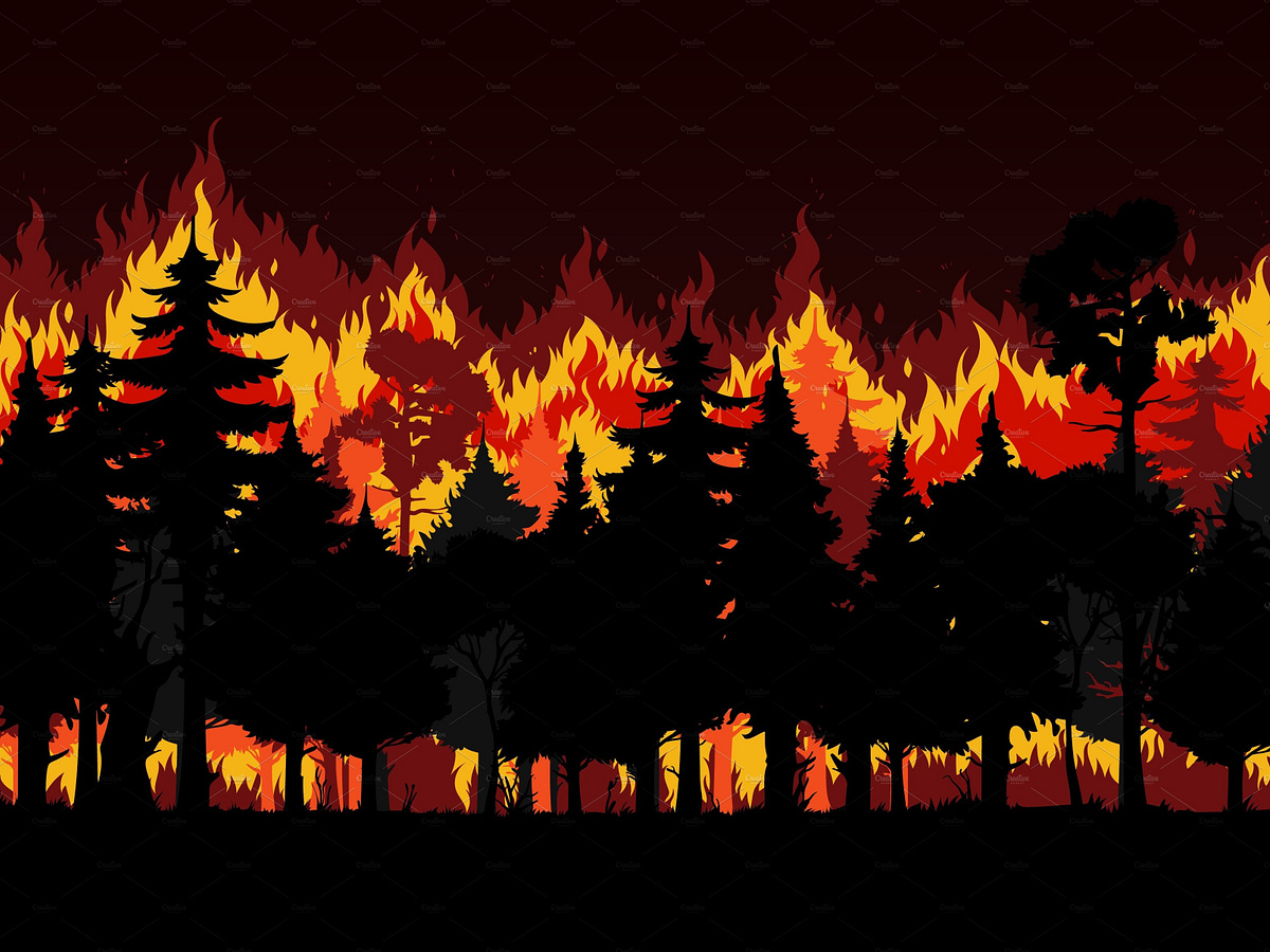 Forest Fire With Burning Trees By Vector Tradition Sm On Dribbble 