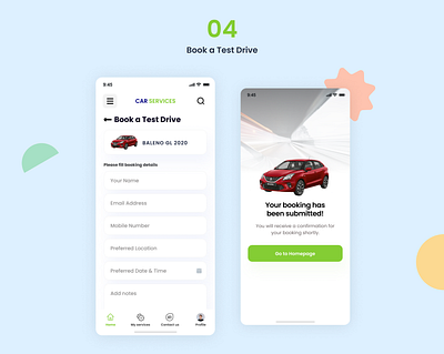 Book a Test Drive - Mobile App design mobile ui ux