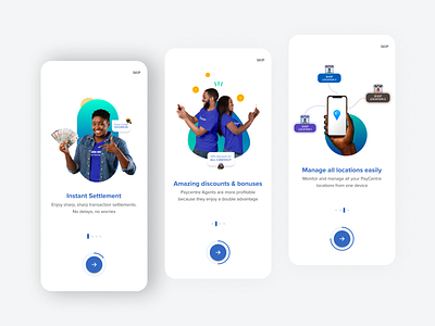 Onboarding / Walk-through screens banking banking app finance mobile app new user onboarding pos sign up splash screen transfer ux walk through wallet welcome screen withdrawal