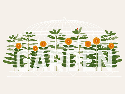 Garden Illustration Exploration botanical butterfly cage flowers foliage garden illustration leaves mushrooms nature pollinators wildflowers