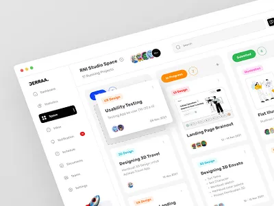 Jerraa : Task Management Dashboard 3d animation app branding dashboard design food graphic design hotel illustration landing logo management mobile motion graphics nft real estate task ui website