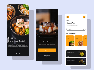 Recipe App black graphic design recipe ui