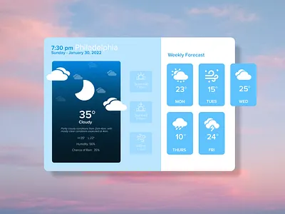 DailyUI 37: Weather app dailyui dailyui037 dailyui37 design desktop dashboard graphic design illustration ui uidesign vector weather app weather widget