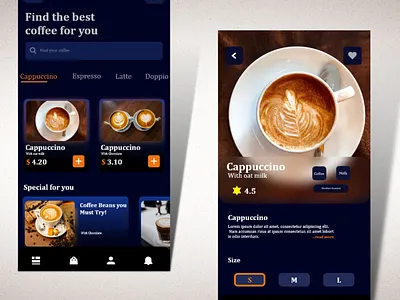Coffee Shop Mobile App UI Design adobe xd app design illustration ui ux