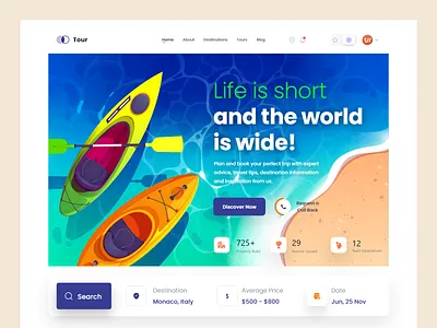 Travel - Tour Agency Website Concept Design adventure camping flight hiking home page landing page outdoors tour tourism tourist travel agent travel guide traveling traveller trip trip planner vacation vacation rentals website website design