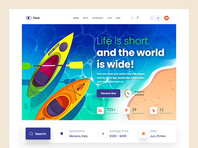 Travel - Tour Agency Website Concept Design adventure camping flight hiking home page landing page outdoors tour tourism tourist travel agent travel guide traveling traveller trip trip planner vacation vacation rentals website website design