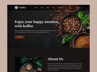 Koffee - Coffee Shop Landing Page cafe clean coffee coffee bean coffee shop coffee shop website coffeeshop cold brew coffee ecommerce espresso figma homepage landing page restaurant simple starbucks trendy ui ui ui ux web design