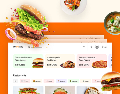 Delivery food service Ontheway branding design graphic design logo minimal motion graphics typography ui ux research uxui web