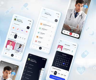 UI design of a doctor's appointment 3d animation app branding design doctor appointment graphic design healthcare icon illustration kit8 logo medical app motion graphics ui ui8 ux vector