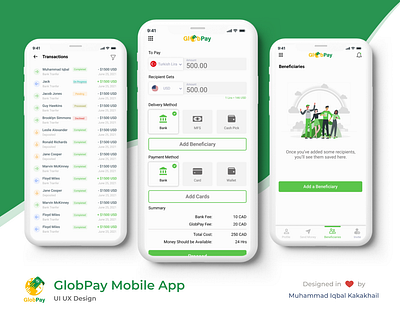 GlobPay Mobile App UI UX Design admin panel app dashboard design design graphic design interaction design landing page logo mobile app mobile ui mockup ui ui ux uidesign ux wallet app web app web design website design wireframe design