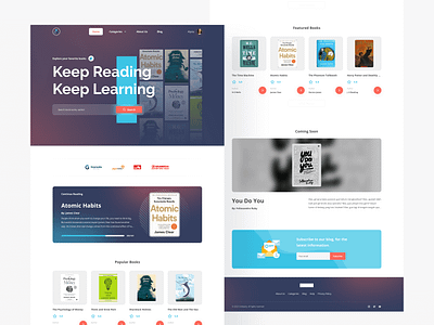 Online Library Website UI Design - Reading Book book design figma library online book online library reading reading book ui ui design ui design website uiux web design