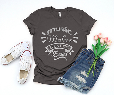 music makes everything better t-shirt design branding creative design design graphic design illustration music music desgin song design t shirt t shirt design t shirt design idea tshirt design typography typography design idea vector