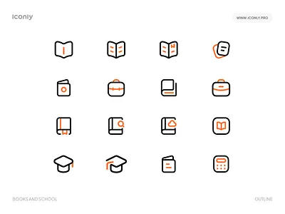 Books and School icons P1 books branding design icon icondesign iconly iconography iconpack icons iconset illustration learn learning school study ui
