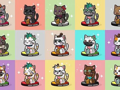 Lucky Nekos cat character illustration kitten luck lucky neko nft