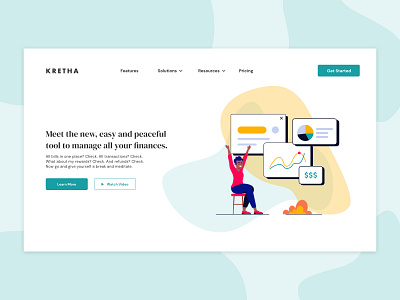 Finance App Landing Page - Banner banner color dailyui dailyui100 design illustration landing page ui ux visual design web design website