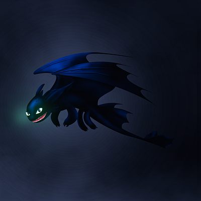 Toothless design digital art inktober