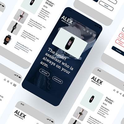 My first - UI/UX design for Alex smartwatch mobile apps. figma mobile design ui ux