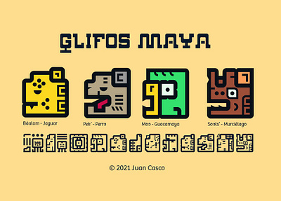 Maya Glyphs with color fonts geometric illustration maya typography
