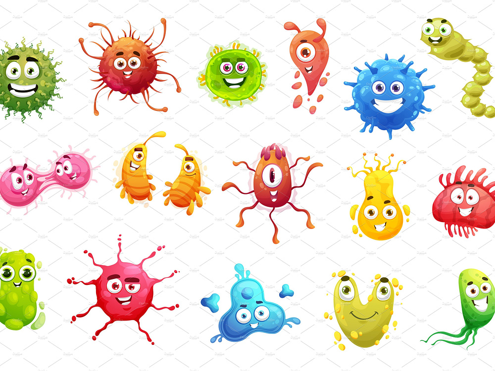 Cartoon viruses, bacterias, germs by Vector Tradition SM on Dribbble