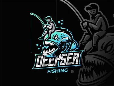 DeepSea Fishing angler logo cartoon angler cartoon fish cartoon fishing deep sea logo fish logo fishing