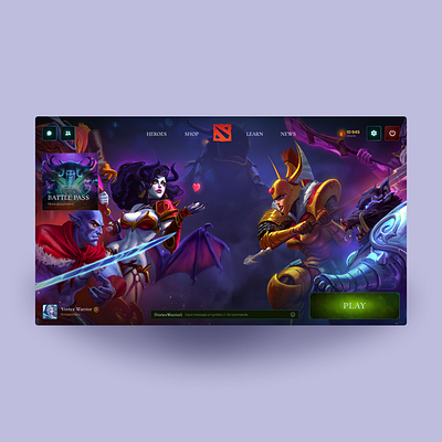 DOTA2 Redesign Screen + Reward clean concept dota dota2 game gamedesign gamedev games lol minimal moba ui uigame