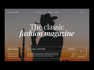 Fashion magazine article beauty blog classic design fashion grid illustration landing landing page layout logo magazine news newsletter typography ui web webpage website