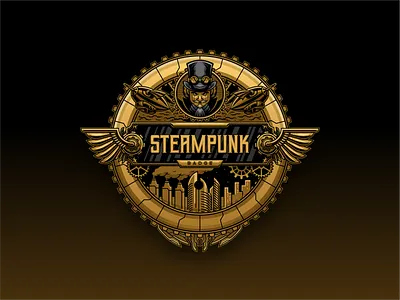 Steampunk Logo Badge badge character logo mascot steampunk steampunk logo vector