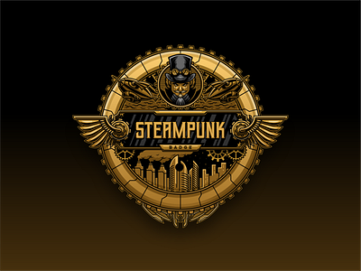 Steampunk Logo Badge badge character logo mascot steampunk steampunk logo vector