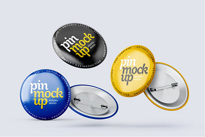 Pin Button Mockup Set 3d animation badge branding button circle emblem empty glossy graphic design label logo metal mockup pin pin button pin button mockup plastic round sign