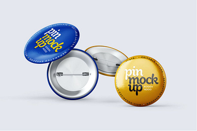 Pin Button Mockup Set 3d badge branding button circle emblem empty glossy graphic design label logo metal mockup pin pin button mockup pin putton plastic round sign simple