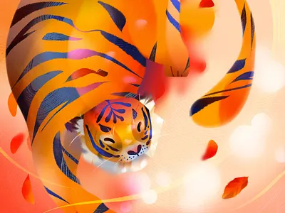 Year of the Tiger animal chinese new year digital folioart gradient illustration jia yi liu lunar texture tiger