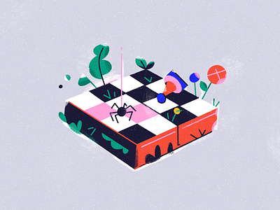 Chess art board cartoon chess design flower game illustration leaf nature spider vector