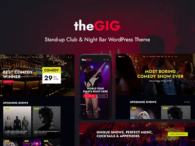The Gig - Stand-up Club & Night Bar WordPress Theme design illustration logo web design web development webdesign woocommerce wordpress wordpress theme wordpress themes