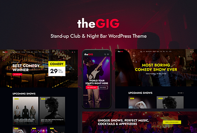 The Gig - Stand-up Club & Night Bar WordPress Theme design illustration logo web design web development webdesign woocommerce wordpress wordpress theme wordpress themes