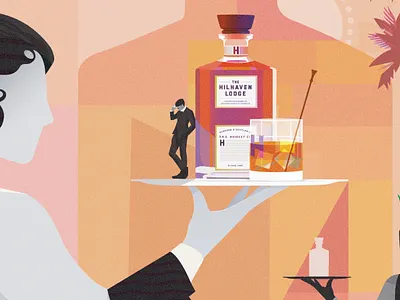 The Hilhaven Lodge artwork beverly hills branding cinema design digital illustration digitalart director drink evenings hollywood illustration illustrator movie pop art vintage whiskey whisky