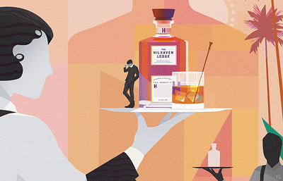 The Hilhaven Lodge artwork beverly hills branding cinema design digital illustration digitalart director drink evenings hollywood illustration illustrator movie pop art vintage whiskey whisky