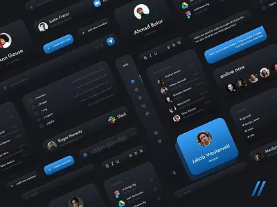 Work Chat UI kit animation chat chatting darktheme dashboard design design ui interaction platform slack text ui ui kit uiux ux web web design wen interaction workspace zoom