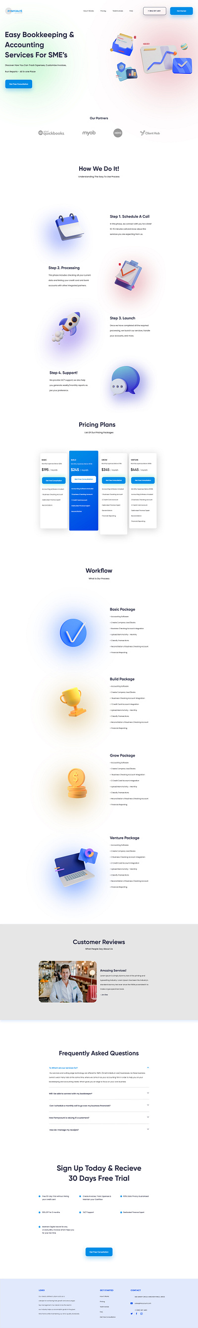 PennyCount - Bookkeeping sales funnel landing page branding design google adwords optimized logo marketplace web design