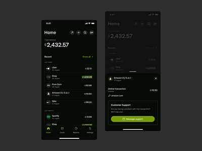 🌘 Dark Mode - Banking Dashboard iOS accessible design action sheet banking clean ui darkmode dashboard design desktop finance fintory interface ios ui ux