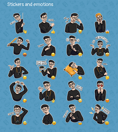 Stickers for a photographer guy art design digital art digital illustration illustration sticker sticker pack stickers for telegram telegram